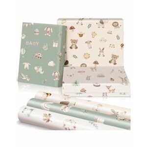 Beautiful Gift Wrapping Paper Rolls for Baby Shower - Cute Set of 3